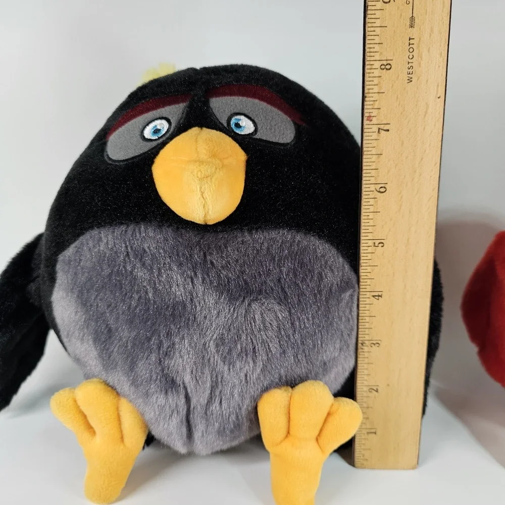 Rovio Angry Birds Black Bomb & Red Bird Stuffed Plush 2016 Tested Working Sound
